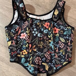 Floral Black Corset Tank Top - Women